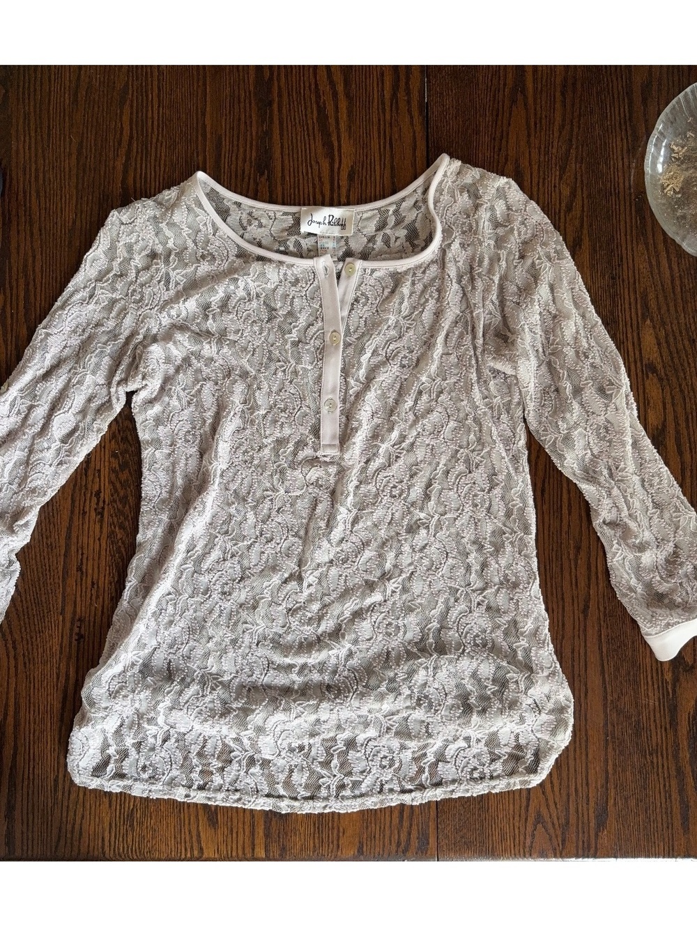 Joseph Ribkoff Women's Sheer Lace Long Sleeve Top Size 8 Ivory